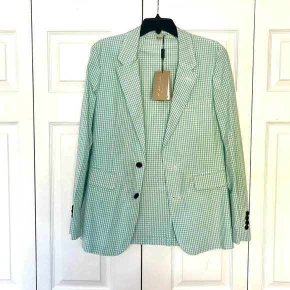 Burberry Serpentine Slim Fit Gingham Cotton Tailored Blazer NWT - Picture 4 of 13